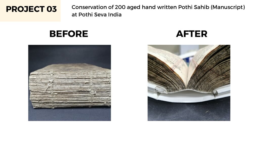 Conservation of Recessed Cord Gurmukhi Pothi Sahib | Surjit Singh Conservator | ConservEdu Enterprises